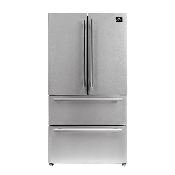 Forno 36" Moena French Door Refrigerator - 19 cu.ft with Double Freezer Drawer and Ice Maker (FFRBI1820-36SB)
