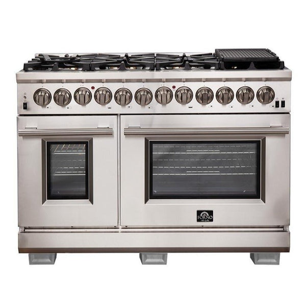Forno 48" Capriasca Dual Fuel Range with 240v Electric Oven - 8 Burners, Griddle, and 160,000 BTUs (FFSGS6187-48)
