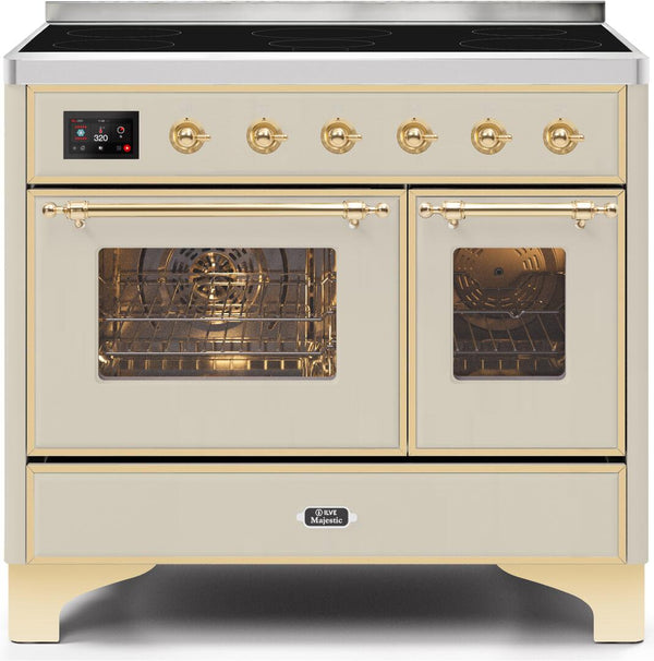 ILVE 40" Majestic II induction Range with 6 Elements - 3.82 cu. ft. Oven - Brass Trim in Antique White (UMDI10NS3AWG)