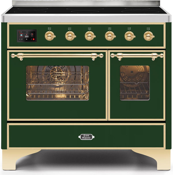 ILVE 40" Majestic II induction Range with 6 Elements - 3.82 cu. ft. Oven - Brass Trim in Emerald Green (UMDI10NS3EGG)