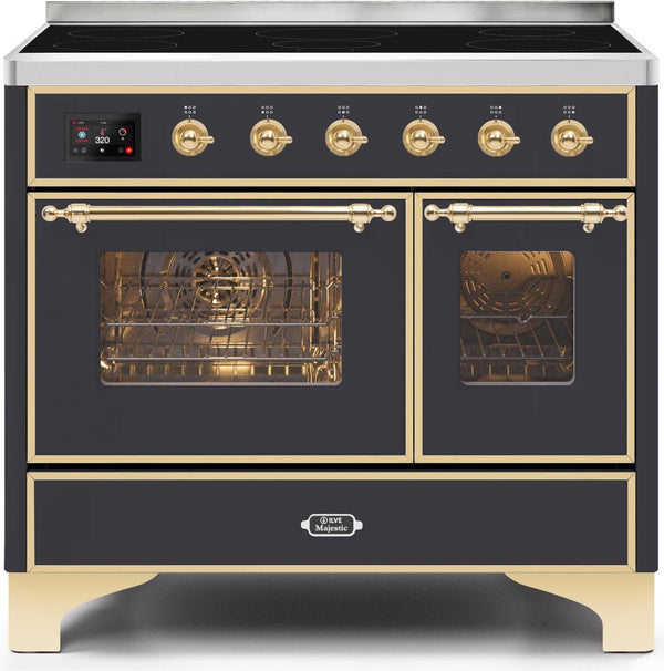 ILVE 40" Majestic II induction Range with 6 Elements - 3.82 cu. ft. Oven - Brass Trim in Matte Graphite (UMDI10NS3MGG)