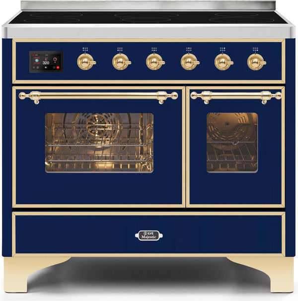 ILVE 40" Majestic II induction Range with 6 Elements - 3.82 cu. ft. Oven - Brass Trim in Midnight Blue (UMDI10NS3MBG)