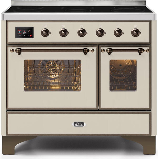 ILVE 40" Majestic II induction Range with 6 Elements - 3.82 cu. ft. Oven - Bronze Trim in Antique White (UMDI10NS3AWB)