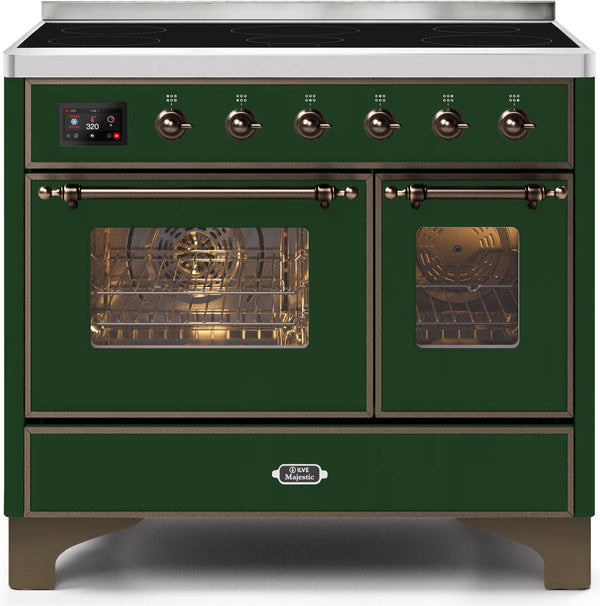 ILVE 40" Majestic II induction Range with 6 Elements - 3.82 cu. ft. Oven - Bronze Trim in Emerald Green (UMDI10NS3EGB)
