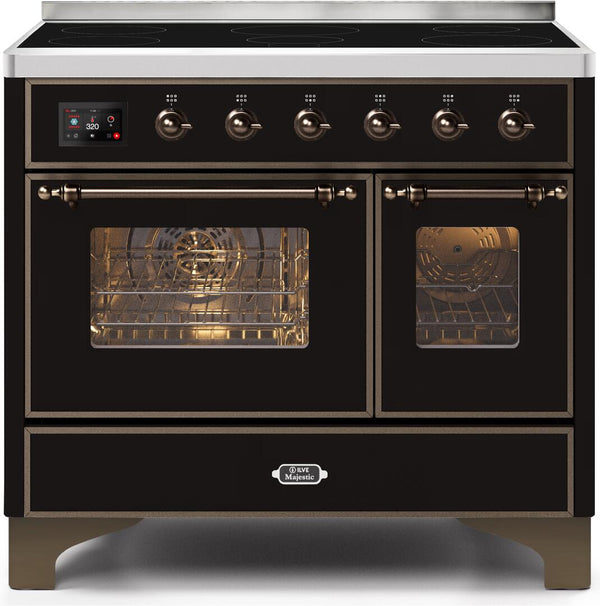 ILVE 40" Majestic II induction Range with 6 Elements - 3.82 cu. ft. Oven - Bronze Trim in Glossy Black (UMDI10NS3BKB)