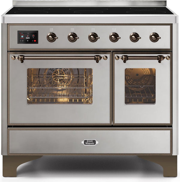 ILVE 40" Majestic II induction Range with 6 Elements - 3.82 cu. ft. Oven - Bronze Trim in Stainless Steel (UMDI10NS3SSB)