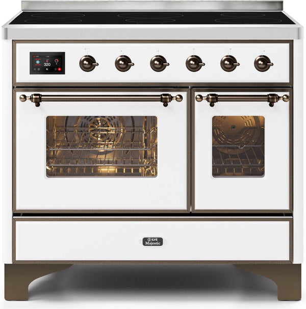 ILVE 40" Majestic II induction Range with 6 Elements - 3.82 cu. ft. Oven - Bronze Trim in White (UMDI10NS3WHB)