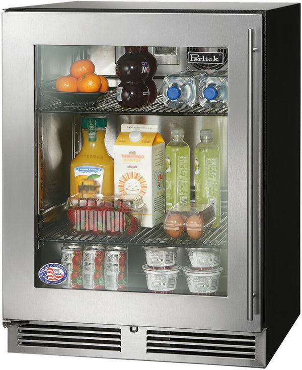 Perlick 24" Built-In Counter Depth Compact Refrigerator with 4.8 cu. ft. Capacity in Stainless Steel with Glass Door (HA24RB33L)