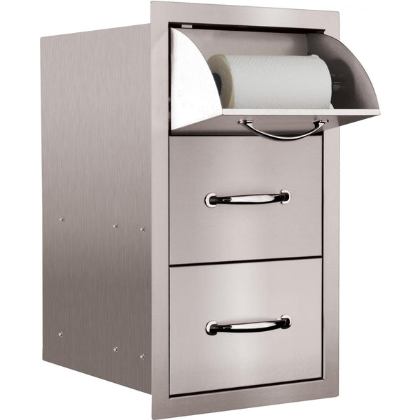 Summerset 15" Stainless Steel Flush Mount Double Access Drawer With Paper Towel Holder (SSTDC-17)