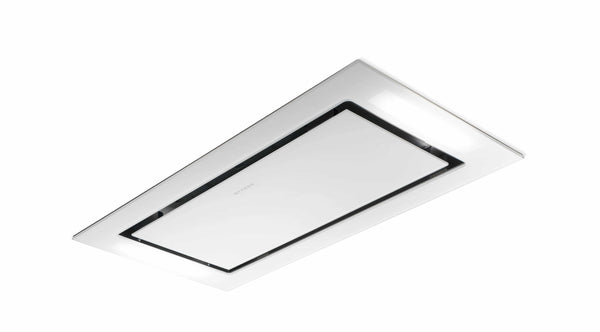 Faber 48" Stratus Isola Ceiling Mounted Convertible Range Hood 600 CFM Capable in White Glass (Blower Sold Separately) (STRTIS48WHNB)