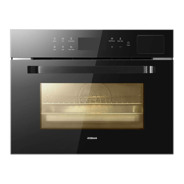 ROBAM 24-Inch Built-In Convection Wall Oven with Air Fry & Steam Cooking in Onyx Black Tempered Glass (CQ760)