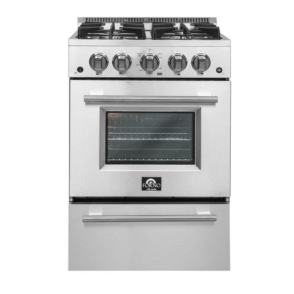 Forno 24" Breno Gas Range with 4 Burners and 38,000 BTUs in Stainless Steel (FFSGS6272-24)