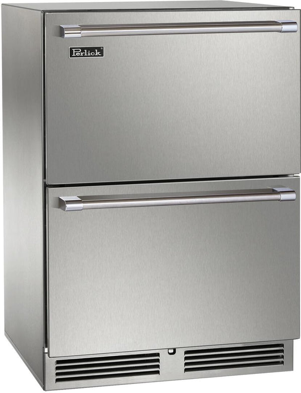 Perlick 24" Signature Series Outdoor Built-In Drawer Counter Depth Compact Freezer with 5 cu. ft. Capacity in Stainless Steel (HP24FM-4-5)