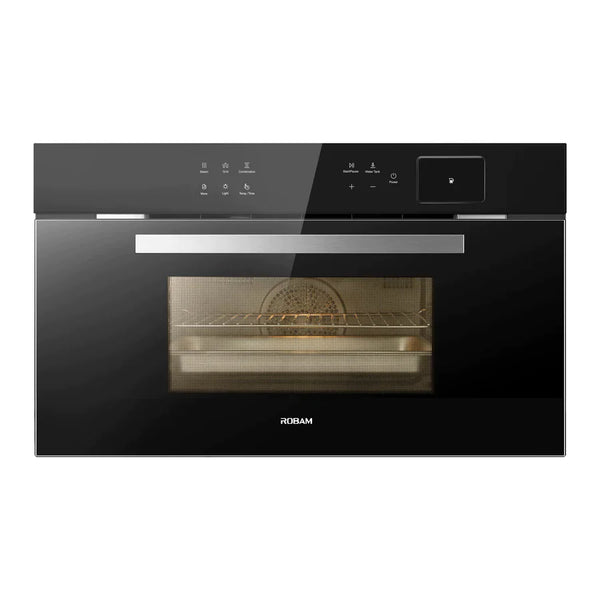 ROBAM 30-Inch Built-In Convection Wall Oven with Air Fry & Steam Cooking in Stainless Steel with Onyx Black Tempered Glass (CQ762)