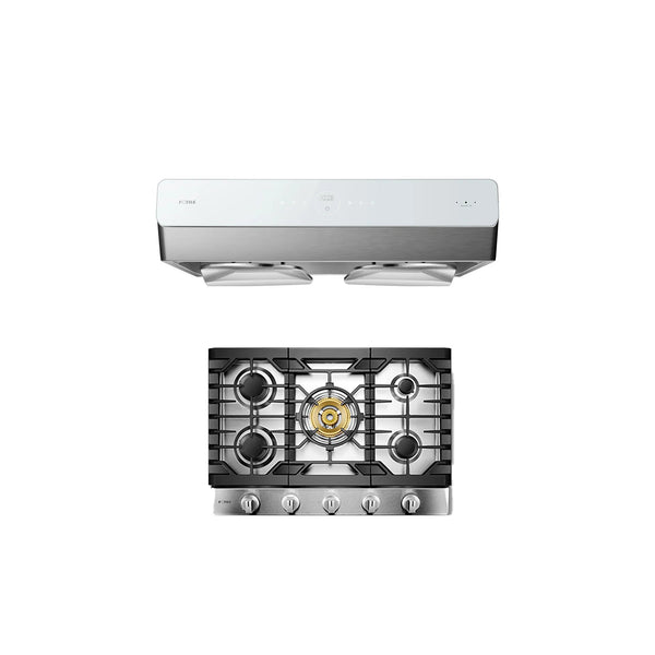 Fotile 2-Piece Appliance Package - 30" Gas Cooktop & Under Cabinet Range Hood in Stainless Steel