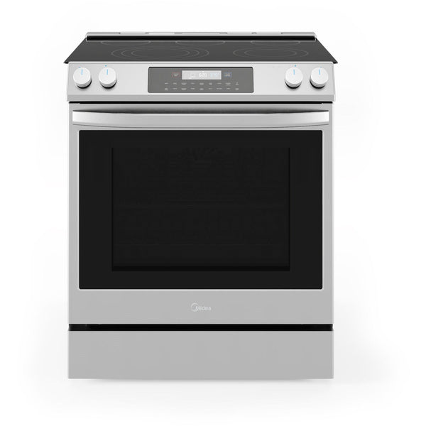 Midea 30" Smart Slide-in Electric Range with 5 Elements Wi-Fi Enabled, 6.3 Cu. Ft. Total Oven Capacity, Standard Convection in Stainless Steel (MES30S2AST)