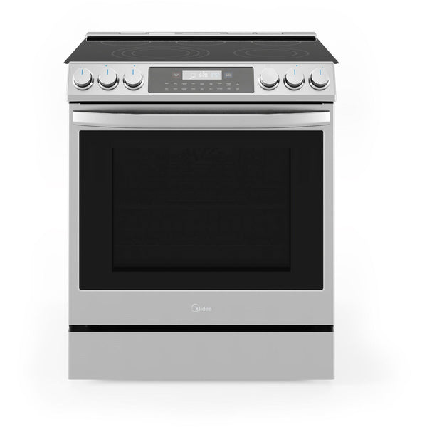 Midea 30" Smart Slide-in Electric Range with 5 Elements Wi-Fi Enabled, 6.3 Cu. Ft. Total Oven Capacity, Pro Style with True Convection in Stainless Steel (MES30S4AST)