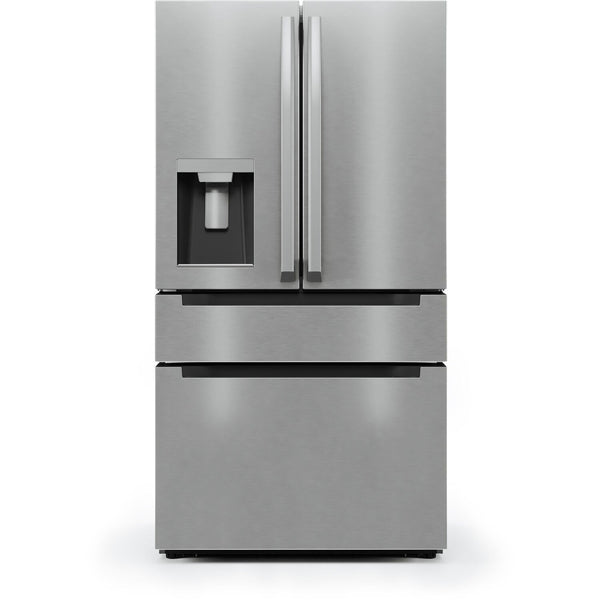 Midea 36" Freestanding Counter Depth 4 Door French Door Refrigerator with 21.6 Cu. Ft. Total Capacity and Water Dispenser in Stainless Steel (MRQ22D7AST)