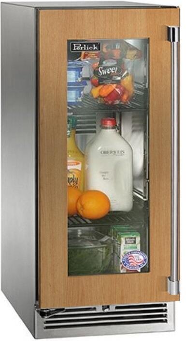 Perlick Signature Series 15" Outdoor Built-In Counter Depth Compact Refrigerator with 2.8 cu. ft. Capacity, Panel Ready with Glass Door (HP15RO-4-4L & HP15RO-4-4R)